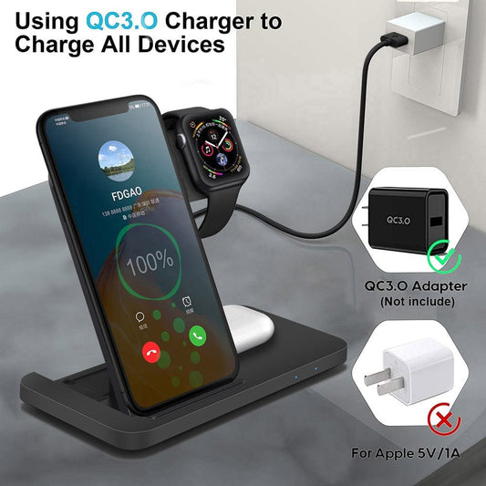 3-in-1 Wireless Fast Charger Dock Station